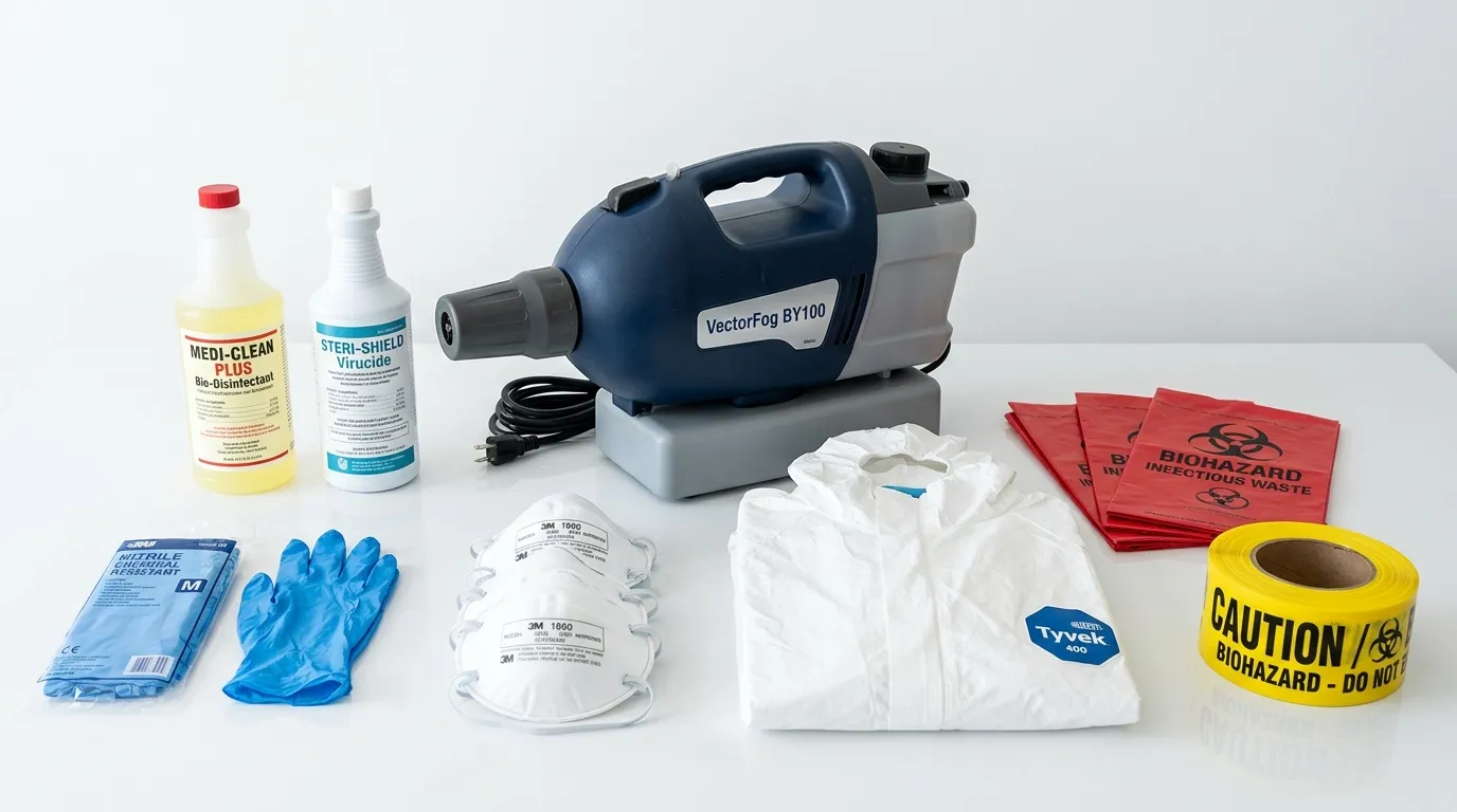 Professional biohazard remediation crew working in Waco